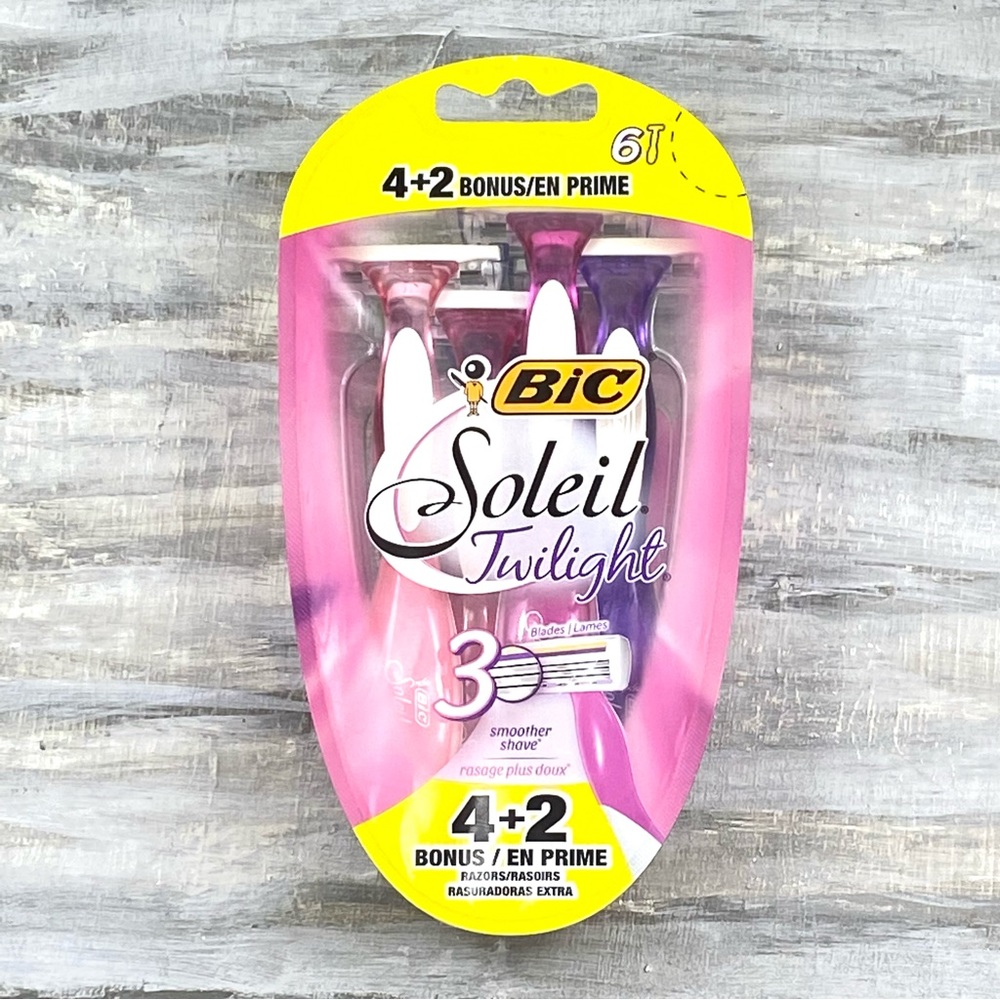 NWT Bic Soliel Twilight 6-Count 3-Blade Disposable Razors Bonus Pack Lavender